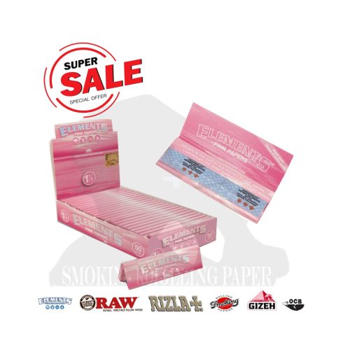 Elements Pink Medium 1¼ Rolling Papers – Pack of 25 Booklets