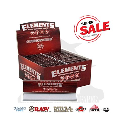 master-60 Elements Connoisseur Red King Size Slim Rolling Papers with Tips – Pack of 24 Booklets