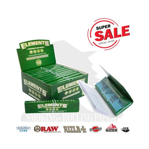 master-65 Elements Connoisseur ECO Green King Size Slim Rolling Papers with Tips – Pack of 24 Booklets