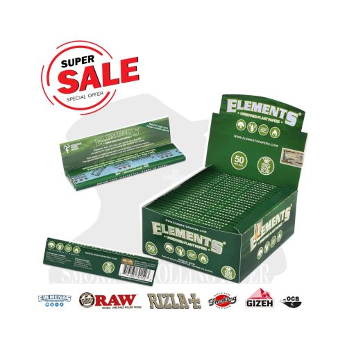 master-66 Elements Green King Size Slim Rolling Papers – Pack of 50 Booklets
