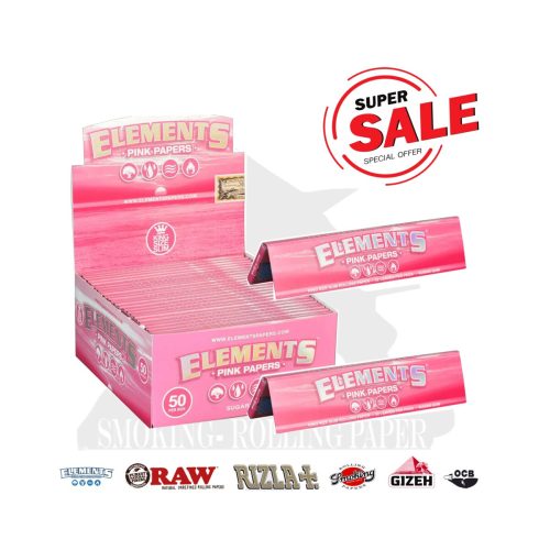 master-67 Elements Pink King Size Slim Rolling Papers – Pack of 50 Booklets