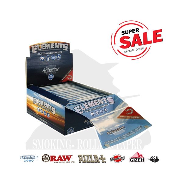 master-69 Elements Artesano King Size Slim Rolling Papers with Tips – Pack of 15 Booklets