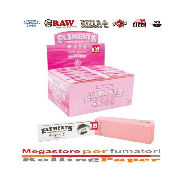 master-87 Elements Pink Slim Perforated Cardboard Filter Tips – 50 Booklets