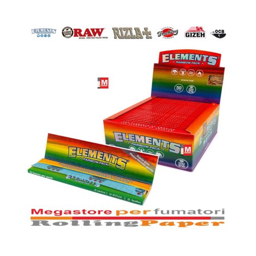 master-89 Elements Rainbow King Size Slim Rolling Papers – Pack of 50 Booklets