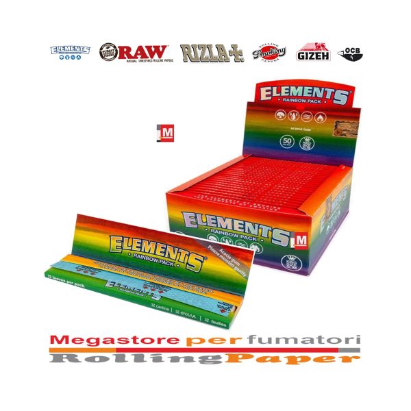 master-89 Elements Rainbow King Size Slim Rolling Papers – Pack of 50 Booklets