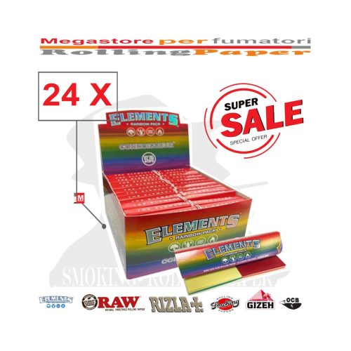 master-90 Elements Rainbow Connoisseur King Size Slim Rolling Papers with Tips – Pack of 24 Booklets