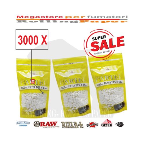 master-95 Cartel Super Slim 5.5 mm Multipack Filters – 3,000 Filters